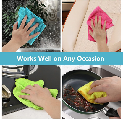 Microfiber Cleaning Cloths – Soft Reusable Towels for Home, Kitchen & Car Cleaning