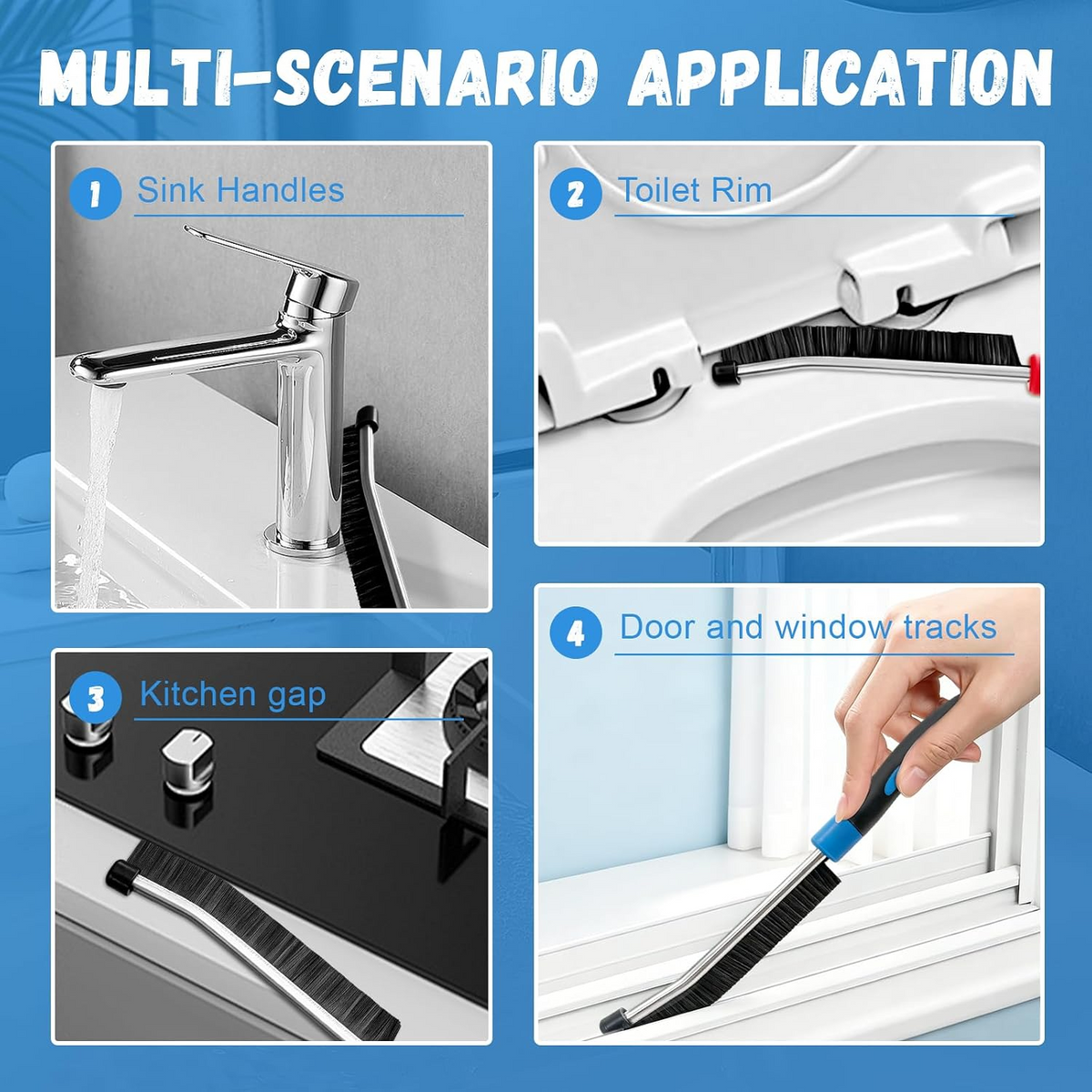 Crevice Cleaning Brush Set – Multi-Purpose Detail Scrub Brushes for Bathroom, Kitchen & Household Cleaning