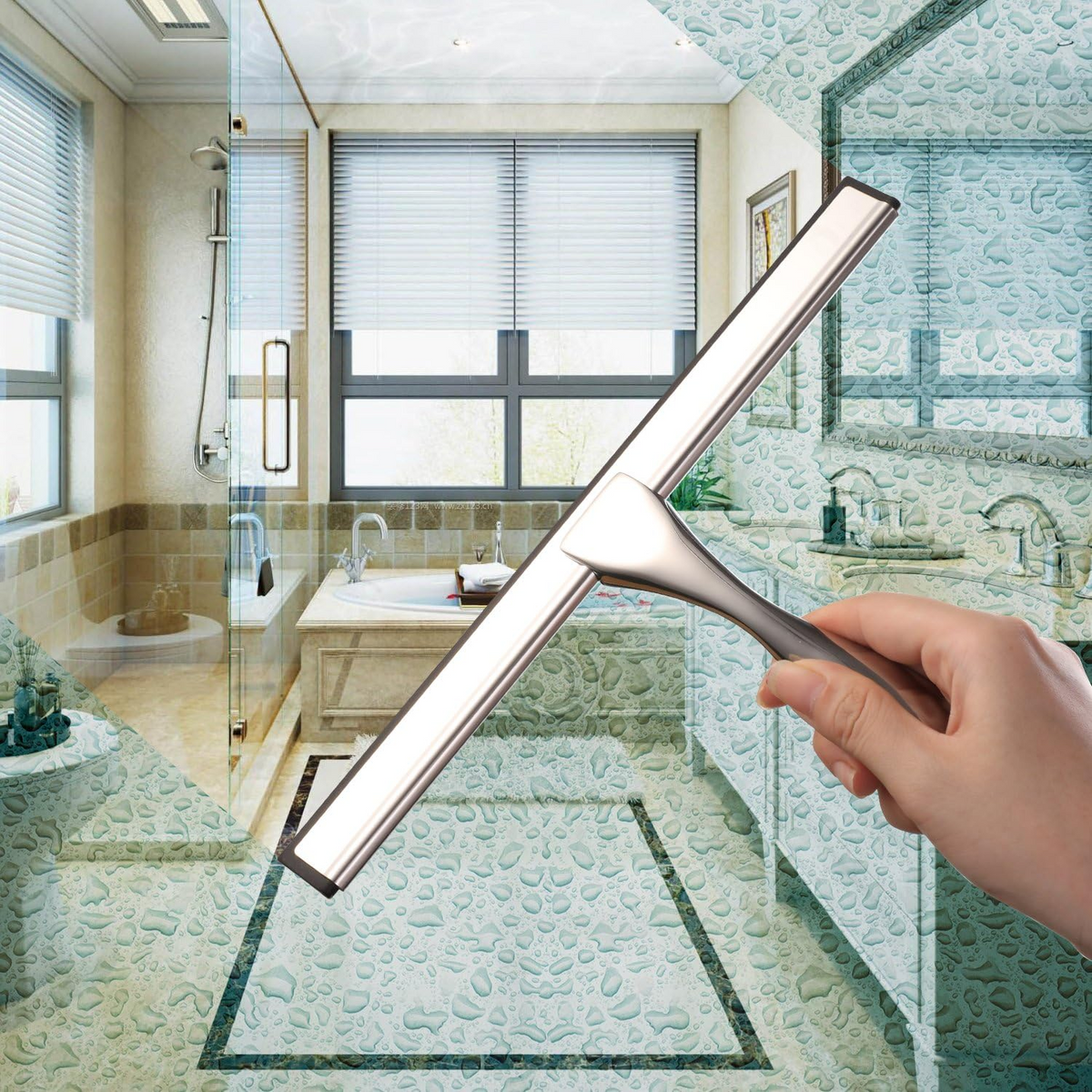 All-Purpose Shower Squeegee – Stainless Steel Glass Cleaner for Shower Doors, Windows & Smooth Surfaces