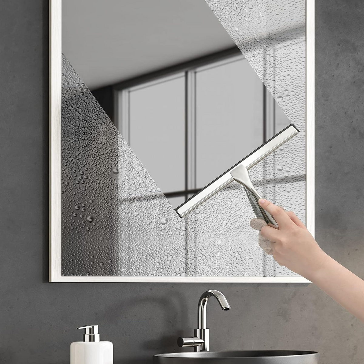 All-Purpose Shower Squeegee – Stainless Steel Glass Cleaner for Shower Doors, Windows & Smooth Surfaces