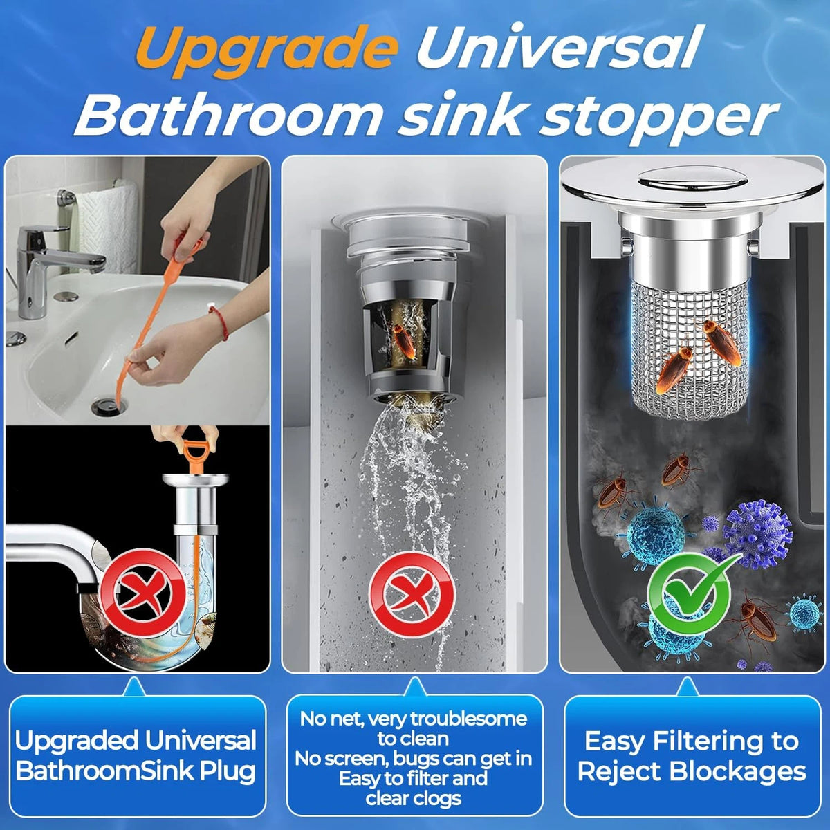 Pop-Up Bathroom Sink Drain Strainer