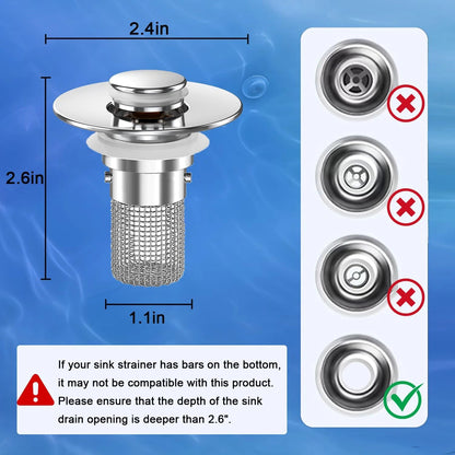 Pop-Up Bathroom Sink Drain Strainer