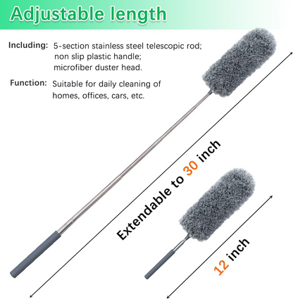 Microfiber Duster with Extendable Handle – Washable Feather Duster for Home, Office & Car Cleaning