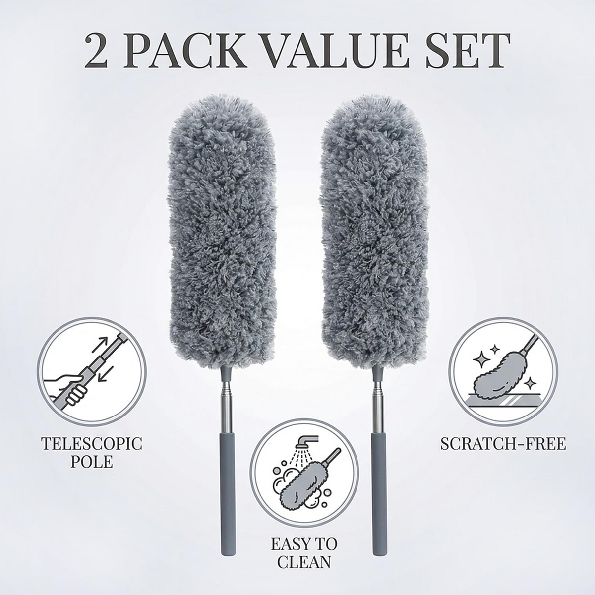 Microfiber Duster with Extendable Handle – Washable Feather Duster for Home, Office & Car Cleaning